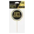 topper papierowy happy birthday paski czarno zloty godan 10x20 cm