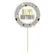topper papierowy happy birthday paski i drinki bialo czarny godan 10x20 cm