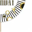 topper papierowy happy birthday paski i drinki bialo czarny godan 10x20 cm