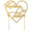topper papierowy kocham cie tato zlota 14 cm