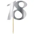 topper papierowy liczba 18 srebrny metalic 18 cm