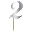 topper papierowy liczba 2 srebrny metalic 18 cm