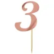 topper papierowy liczba 3 rose gold metalic 18 cm