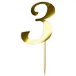 topper papierowy liczba 3 zloty metalic 18 cm