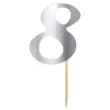 topper papierowy liczba 8 srebrny metalic 18 cm