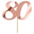 topper papierowy liczba 80 rose gold metalic 18 cm