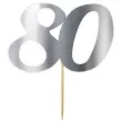 topper papierowy liczba 80 srebrny metalic 18 cm