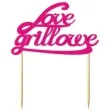 topper papierowy love grillowe fuksja 13 x 16 cm