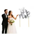 topper papierowy mr mrs srebrny metalic 12x20 cm