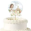 topper papierowy na tort dziewczynka i kosciol dekoracja na komunie swieta 20 x 10 cm