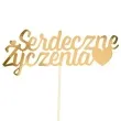 topper papierowy serdeczne zyczenia serce zloty partycollection 23 x 14 cm