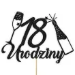 topper papierowy szampanskie 18 urodziny czarny brokat 15 x 19 cm
