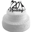 topper papierowy szampanskie 20 urodziny czarny brokat 15 x 19 cm