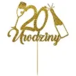 topper papierowy szampanskie 20 urodziny zloty brokat 15 x 19 cm