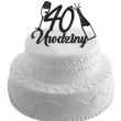 topper papierowy szampanskie 40 urodziny czarny brokat 15 x 19 cm