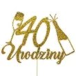 topper papierowy szampanskie 40 urodziny zloty brokat 15 x 19 cm