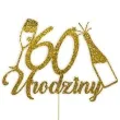 topper papierowy szampanskie 60 urodziny zloty brokat 15 x 19 cm
