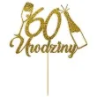 topper papierowy szampanskie 60 urodziny zloty brokat 15 x 19 cm