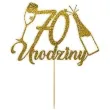 topper papierowy szampanskie 70 urodziny zloty brokat 15 x 19 cm