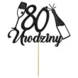 topper papierowy szampanskie 80 urodziny czarny brokat 15 x 19 cm