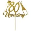 topper papierowy szampanskie 80 urodziny zloty brokat 15 x 19 cm