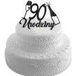 topper papierowy szampanskie 90 urodziny czarny brokat 15 x 19 cm