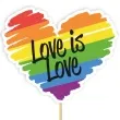 topper papierowy teczowe serce love is love 20 cm