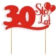 topper papierowy urodziny 30 czerwona 17 cm