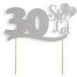 topper papierowy urodziny 30 srebrna 17 cm