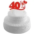 topper papierowy urodziny 40 czerwona 17 cm