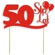 topper papierowy urodziny 50 czerwona 17 cm