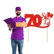 topper papierowy urodziny 70 czerwona 17 cm