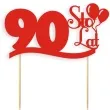 topper papierowy urodziny 90 czerwona 17 cm