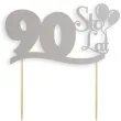 topper papierowy urodziny 90 srebrny 17 cm