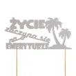 topper papierowy zycie zaczyna sie na emeryturze palmy srebrny 15 x 14 cm