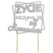 topper papierowy zycie zaczyna sie po rozwodzie srebrny 13 x 19 5 cm