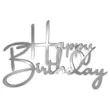 topper z pleksy bok tortu happy birthday srebrny lustrzany 12x8 cm