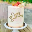 topper z pleksy bok tortu happy birthday zloty lustrzany 12x8 cm