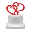 topper z pleksy dwa serca czerwony 15 cm