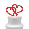 topper z pleksy dwa serca czerwony 15 cm