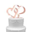 topper z pleksy dwa serca rose gold lustrzany 15 cm