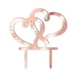 topper z pleksy dwa serca rose gold lustrzany 15 cm