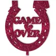 topper z pleksy game over rozowy brokat 8 x 19 5 cm