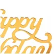 topper z pleksy happy birthday zloty lustrzany godan 15 x 11 cm