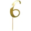 topper z pleksy liczba 6 zloty lustrzany 18 cm