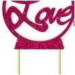 topper z pleksy love rozowy brokat 13 5 x 19 5 cm