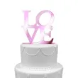 topper z pleksy love rozowy lustrzany 16 cm