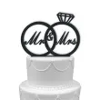 topper z pleksy mr mrs w obraczkach czarna 15 cm