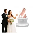 topper z pleksy para mloda z dziecmi rose gold lustrzany 17 cm