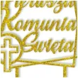topper z pleksy pierwsza komunia sw golebica zloty brokat 19 5 cm